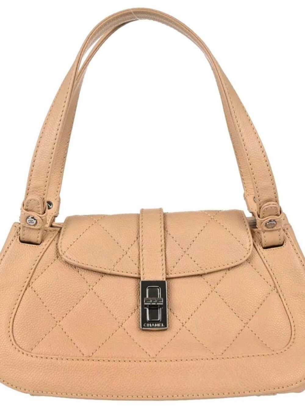 Chanel Beige Calfskin Mademoiselle Lock Handbag 198094